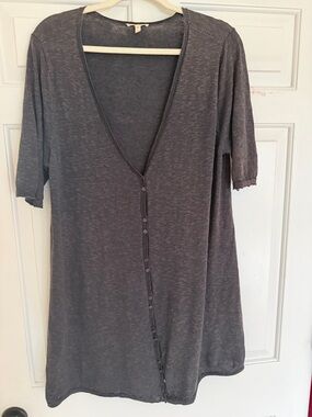 Eileen Fisher Dark Gray Cotton/Linen Blend Cardigan
